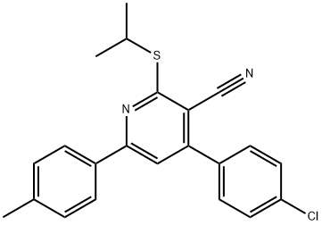 4-(4-chlorophenyl)-2-(isopropylsulfanyl)-6-(4-methylphenyl)nicotinonitrile Structure