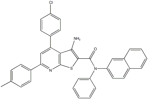 3-amino-4-(4-chlorophenyl)-6-(4-methylphenyl)-N-(2-naphthyl)-N-phenylthieno[2,3-b]pyridine-2-carboxamide 구조식 이미지