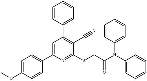 2-{[3-cyano-6-(4-methoxyphenyl)-4-phenyl-2-pyridinyl]sulfanyl}-N,N-diphenylacetamide Structure