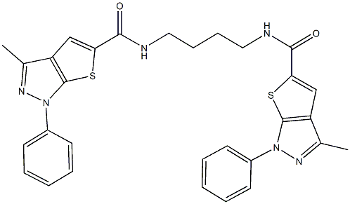 3-methyl-N-(4-{[(3-methyl-1-phenyl-1H-thieno[2,3-c]pyrazol-5-yl)carbonyl]amino}butyl)-1-phenyl-1H-thieno[2,3-c]pyrazole-5-carboxamide Structure