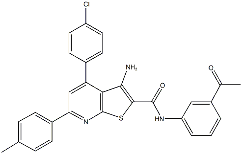 N-(3-acetylphenyl)-3-amino-4-(4-chlorophenyl)-6-(4-methylphenyl)thieno[2,3-b]pyridine-2-carboxamide Structure