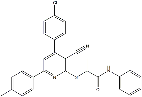 2-{[4-(4-chlorophenyl)-3-cyano-6-(4-methylphenyl)-2-pyridinyl]sulfanyl}-N-phenylpropanamide Structure