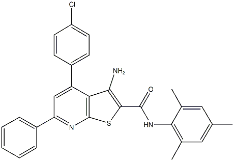 3-amino-4-(4-chlorophenyl)-N-mesityl-6-phenylthieno[2,3-b]pyridine-2-carboxamide 구조식 이미지