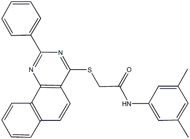 N-(3,5-dimethylphenyl)-2-[(2-phenylbenzo[h]quinazolin-4-yl)sulfanyl]acetamide 구조식 이미지