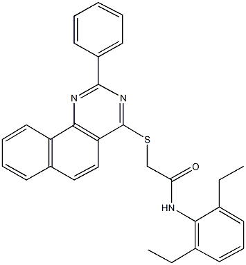 N-(2,6-diethylphenyl)-2-[(2-phenylbenzo[h]quinazolin-4-yl)sulfanyl]acetamide 구조식 이미지