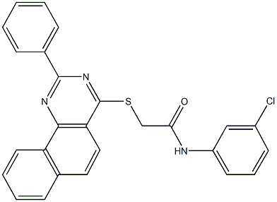 N-(3-chlorophenyl)-2-[(2-phenylbenzo[h]quinazolin-4-yl)sulfanyl]acetamide 구조식 이미지