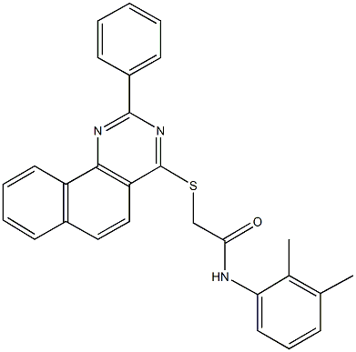 N-(2,3-dimethylphenyl)-2-[(2-phenylbenzo[h]quinazolin-4-yl)sulfanyl]acetamide 구조식 이미지