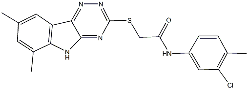 N-(3-chloro-4-methylphenyl)-2-[(6,8-dimethyl-5H-[1,2,4]triazino[5,6-b]indol-3-yl)sulfanyl]acetamide 구조식 이미지