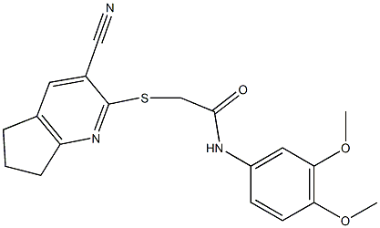 2-[(3-cyano-6,7-dihydro-5H-cyclopenta[b]pyridin-2-yl)sulfanyl]-N-(3,4-dimethoxyphenyl)acetamide Structure