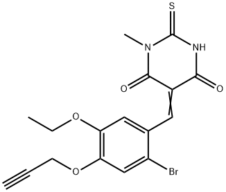 5-[2-bromo-5-ethoxy-4-(2-propynyloxy)benzylidene]-1-methyl-2-thioxodihydro-4,6(1H,5H)-pyrimidinedione 구조식 이미지