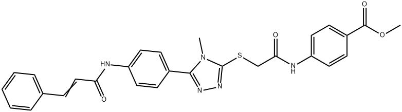 methyl 4-{[({5-[4-(cinnamoylamino)phenyl]-4-methyl-4H-1,2,4-triazol-3-yl}sulfanyl)acetyl]amino}benzoate 구조식 이미지