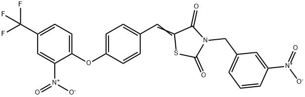 3-{3-nitrobenzyl}-5-{4-[2-nitro-4-(trifluoromethyl)phenoxy]benzylidene}-1,3-thiazolidine-2,4-dione 구조식 이미지