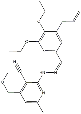 2-[2-(3-allyl-4,5-diethoxybenzylidene)hydrazino]-4-(methoxymethyl)-6-methylnicotinonitrile Structure