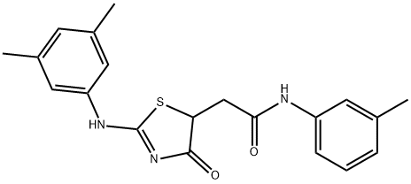 2-{2-[(3,5-dimethylphenyl)imino]-4-oxo-1,3-thiazolidin-5-yl}-N-(3-methylphenyl)acetamide 구조식 이미지