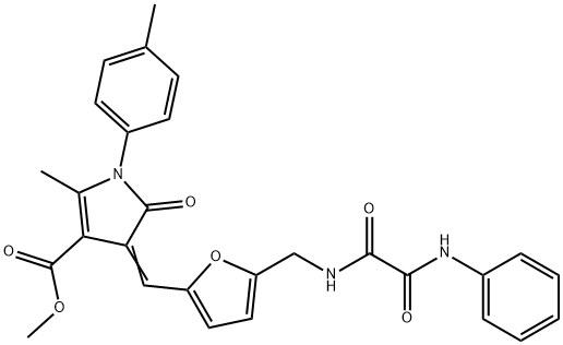 methyl 4-{[5-({[anilino(oxo)acetyl]amino}methyl)-2-furyl]methylene}-2-methyl-1-(4-methylphenyl)-5-oxo-4,5-dihydro-1H-pyrrole-3-carboxylate Structure