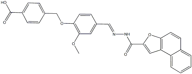 4-({2-methoxy-4-[2-(naphtho[2,1-b]furan-2-ylcarbonyl)carbohydrazonoyl]phenoxy}methyl)benzoic acid Structure