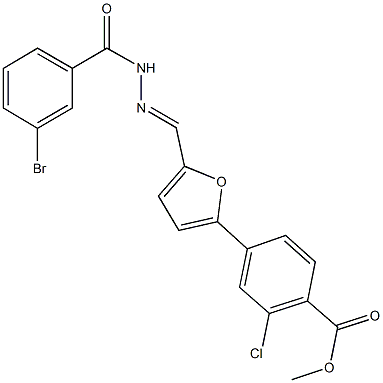 methyl 4-{5-[2-(3-bromobenzoyl)carbohydrazonoyl]-2-furyl}-2-chlorobenzoate 구조식 이미지