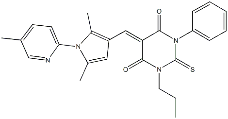 5-{[2,5-dimethyl-1-(5-methylpyridin-2-yl)-1H-pyrrol-3-yl]methylene}-1-phenyl-3-propyl-2-thioxodihydropyrimidine-4,6(1H,5H)-dione 구조식 이미지