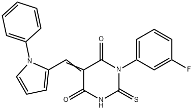 1-(3-fluorophenyl)-5-[(1-phenyl-1H-pyrrol-2-yl)methylene]-2-thioxodihydro-4,6(1H,5H)-pyrimidinedione 구조식 이미지