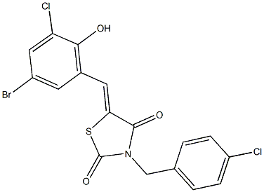 5-(5-bromo-3-chloro-2-hydroxybenzylidene)-3-(4-chlorobenzyl)-1,3-thiazolidine-2,4-dione 구조식 이미지