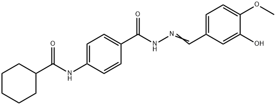 N-(4-{[2-(3-hydroxy-4-methoxybenzylidene)hydrazino]carbonyl}phenyl)cyclohexanecarboxamide 구조식 이미지