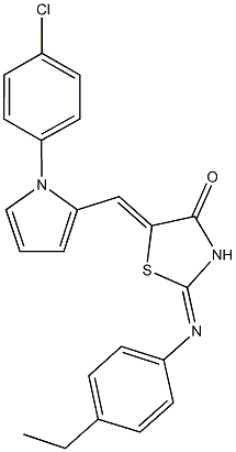 5-{[1-(4-chlorophenyl)-1H-pyrrol-2-yl]methylene}-2-[(4-ethylphenyl)imino]-1,3-thiazolidin-4-one Structure