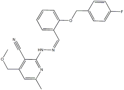 2-(2-{2-[(4-fluorobenzyl)oxy]benzylidene}hydrazino)-4-(methoxymethyl)-6-methylnicotinonitrile 구조식 이미지