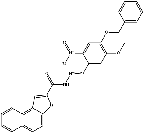 N'-{4-(benzyloxy)-2-nitro-5-methoxybenzylidene}naphtho[2,1-b]furan-2-carbohydrazide 구조식 이미지