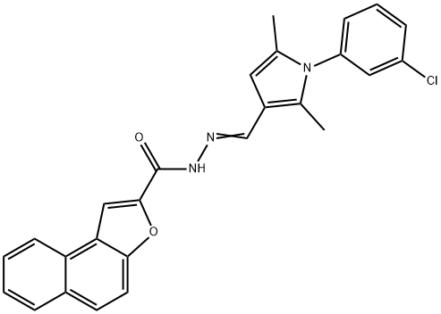 N'-{[1-(3-chlorophenyl)-2,5-dimethyl-1H-pyrrol-3-yl]methylene}naphtho[2,1-b]furan-2-carbohydrazide 구조식 이미지