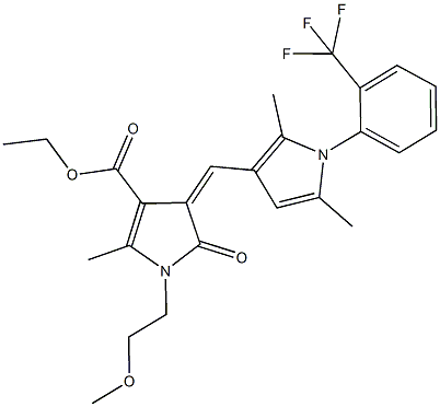 ethyl 4-({2,5-dimethyl-1-[2-(trifluoromethyl)phenyl]-1H-pyrrol-3-yl}methylene)-1-(2-methoxyethyl)-2-methyl-5-oxo-4,5-dihydro-1H-pyrrole-3-carboxylate 구조식 이미지