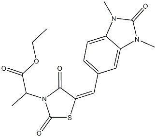 ethyl 2-{5-[(1,3-dimethyl-2-oxo-2,3-dihydro-1H-benzimidazol-5-yl)methylene]-2,4-dioxo-1,3-thiazolidin-3-yl}propanoate Structure