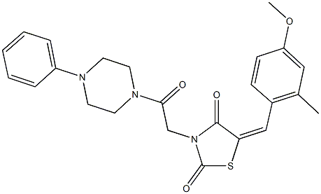 5-(4-methoxy-2-methylbenzylidene)-3-[2-oxo-2-(4-phenyl-1-piperazinyl)ethyl]-1,3-thiazolidine-2,4-dione 구조식 이미지