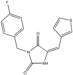 3-(4-fluorobenzyl)-5-(thien-3-ylmethylene)imidazolidine-2,4-dione Structure