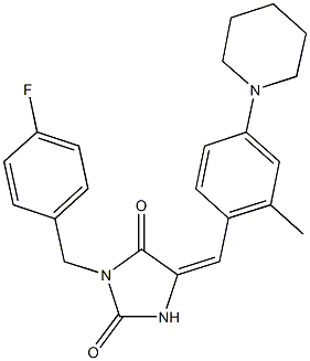 3-(4-fluorobenzyl)-5-(2-methyl-4-piperidin-1-ylbenzylidene)imidazolidine-2,4-dione 구조식 이미지