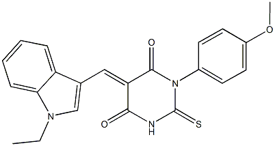 5-[(1-ethyl-1H-indol-3-yl)methylene]-1-(4-methoxyphenyl)-2-thioxodihydro-4,6(1H,5H)-pyrimidinedione Structure