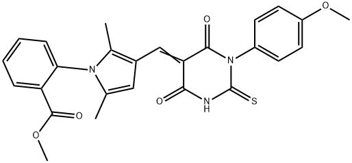 methyl 2-{3-[(1-(4-methoxyphenyl)-4,6-dioxo-2-thioxotetrahydro-5(2H)-pyrimidinylidene)methyl]-2,5-dimethyl-1H-pyrrol-1-yl}benzoate 구조식 이미지