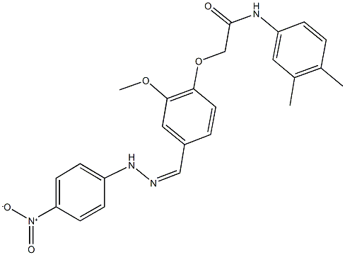 N-(3,4-dimethylphenyl)-2-[4-(2-{4-nitrophenyl}carbohydrazonoyl)-2-methoxyphenoxy]acetamide 구조식 이미지