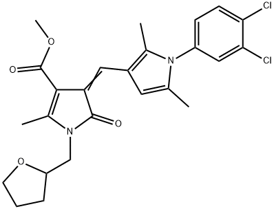 methyl 4-{[1-(3,4-dichlorophenyl)-2,5-dimethyl-1H-pyrrol-3-yl]methylene}-2-methyl-5-oxo-1-(tetrahydro-2-furanylmethyl)-4,5-dihydro-1H-pyrrole-3-carboxylate Structure