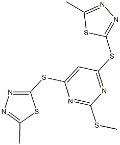 2-(methylsulfanyl)-4,6-bis[(5-methyl-1,3,4-thiadiazol-2-yl)sulfanyl]pyrimidine Structure