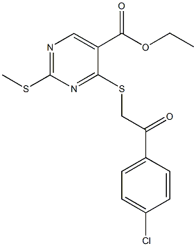 ethyl 4-{[2-(4-chlorophenyl)-2-oxoethyl]sulfanyl}-2-(methylsulfanyl)-5-pyrimidinecarboxylate 구조식 이미지