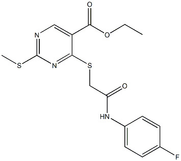 ethyl 4-{[2-(4-fluoroanilino)-2-oxoethyl]sulfanyl}-2-(methylsulfanyl)-5-pyrimidinecarboxylate Structure