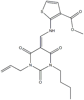 methyl 2-{[(1-allyl-3-butyl-2,4,6-trioxotetrahydro-5(2H)-pyrimidinylidene)methyl]amino}-3-thiophenecarboxylate Structure