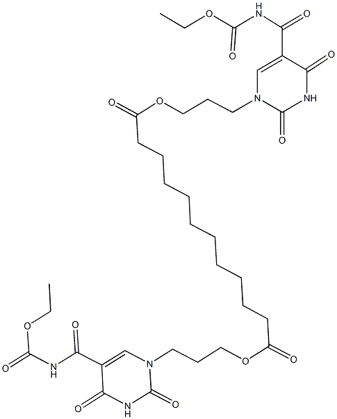 bis[3-(5-{[(ethoxycarbonyl)amino]carbonyl}-2,4-dioxo-3,4-dihydro-1(2H)-pyrimidinyl)propyl] dodecanedioate Structure