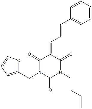 1-butyl-3-(2-furylmethyl)-5-(3-phenyl-2-propenylidene)-2,4,6(1H,3H,5H)-pyrimidinetrione Structure