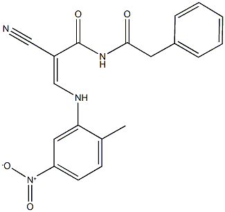 2-cyano-3-{5-nitro-2-methylanilino}-N-(phenylacetyl)acrylamide Structure