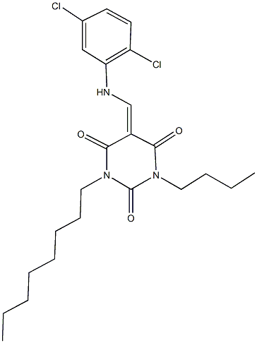 1-butyl-5-[(2,5-dichloroanilino)methylene]-3-octyl-2,4,6(1H,3H,5H)-pyrimidinetrione Structure