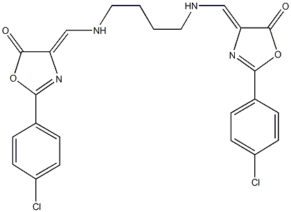 2-(4-chlorophenyl)-4-{[(4-{[(2-(4-chlorophenyl)-5-oxo-1,3-oxazol-4(5H)-ylidene)methyl]amino}butyl)amino]methylene}-1,3-oxazol-5(4H)-one 구조식 이미지