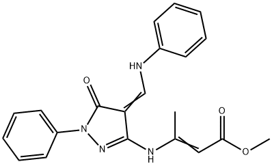 methyl 3-{[4-(anilinomethylene)-5-oxo-1-phenyl-4,5-dihydro-1H-pyrazol-3-yl]amino}-2-butenoate 구조식 이미지