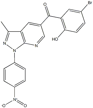 (5-bromo-2-hydroxyphenyl)(1-{4-nitrophenyl}-3-methyl-1H-pyrazolo[3,4-b]pyridin-5-yl)methanone Structure