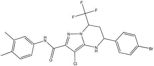 5-(4-bromophenyl)-3-chloro-N-(3,4-dimethylphenyl)-7-(trifluoromethyl)-4,5,6,7-tetrahydropyrazolo[1,5-a]pyrimidine-2-carboxamide Structure